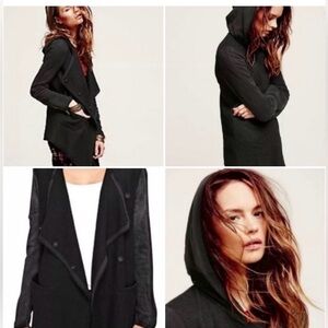 FREE People Drippy Wool Black and Gray Hooded Jacket